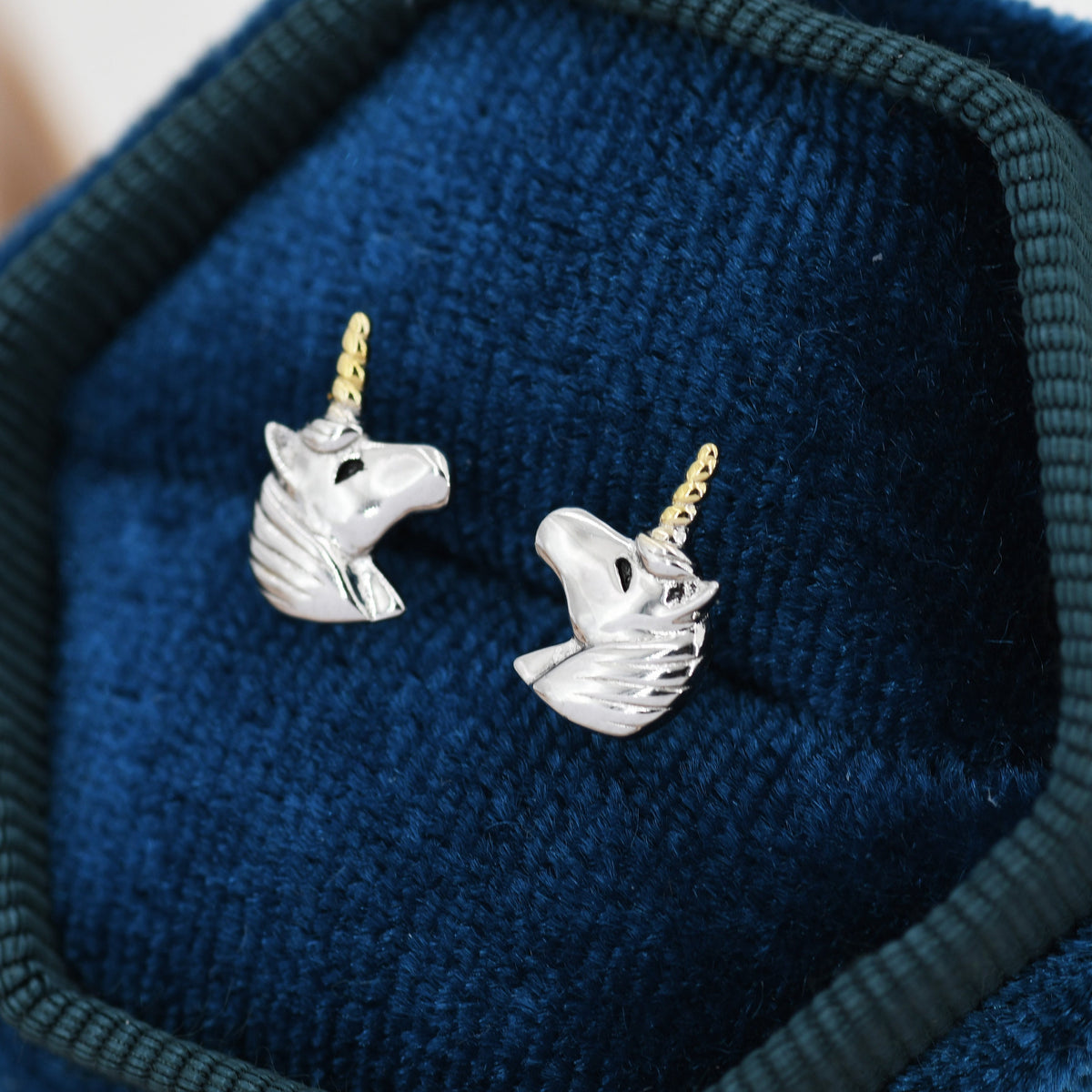 Unicorn Stud Earrings in Sterling Silver, Cute Earrings For Girls, Animal Earrings