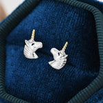 Unicorn Stud Earrings in Sterling Silver, Cute Earrings For Girls, Animal Earrings
