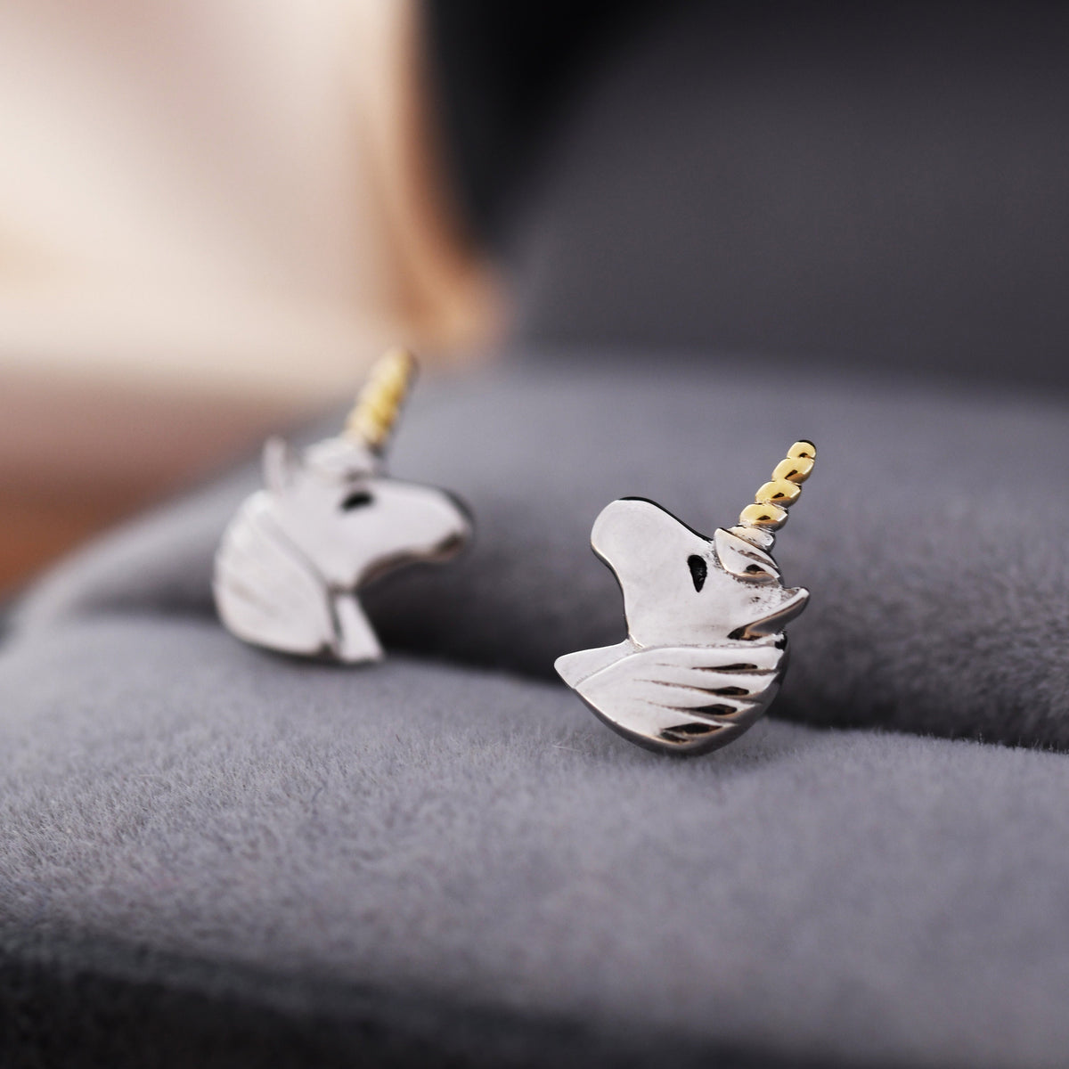 Unicorn Stud Earrings in Sterling Silver, Cute Earrings For Girls, Animal Earrings