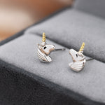 Unicorn Stud Earrings in Sterling Silver, Cute Earrings For Girls, Animal Earrings