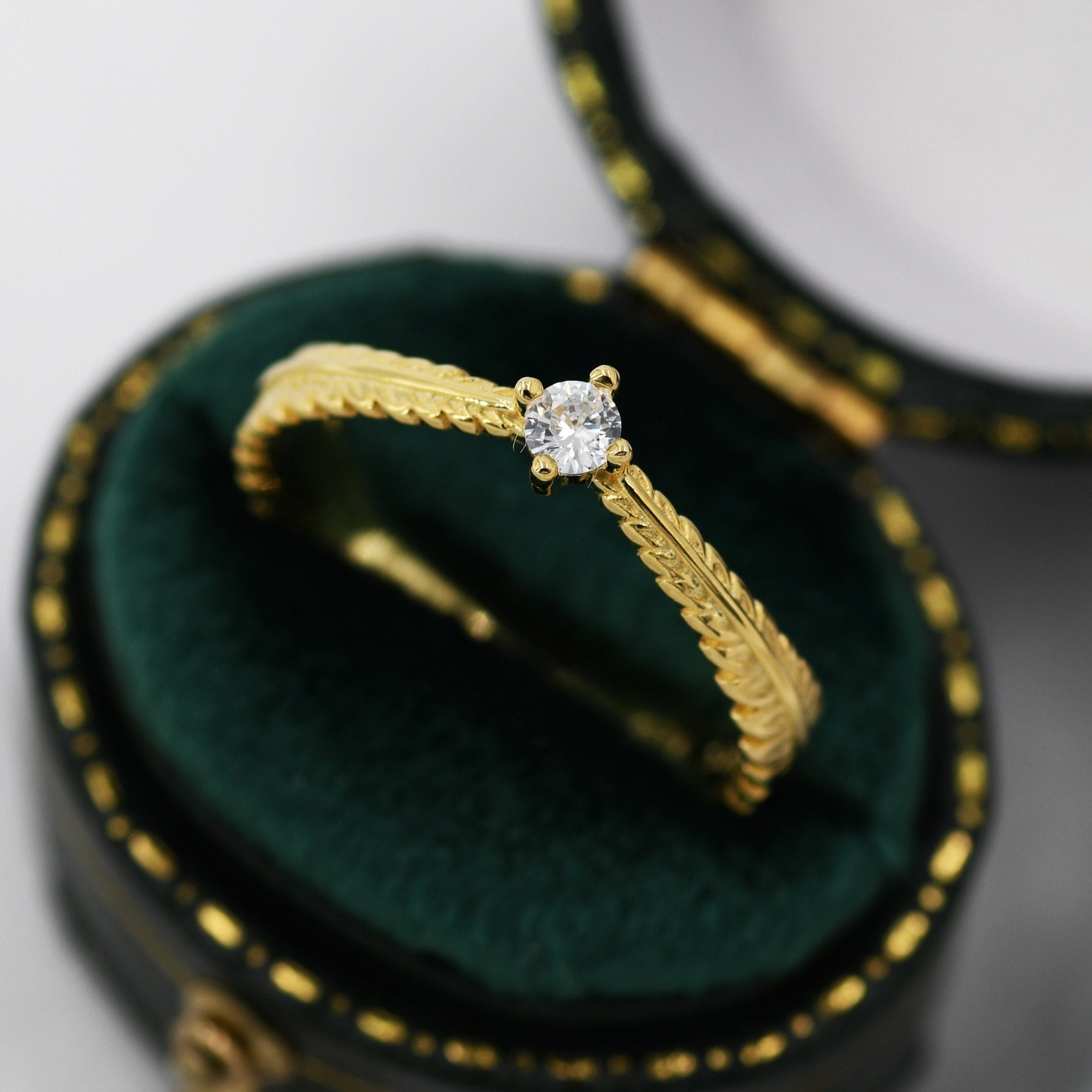 Sterling Silver Fern Leaf CZ Ring, Eternity Ring, Friendship Ring, Nature Inspired Jewellery US 5 - 8