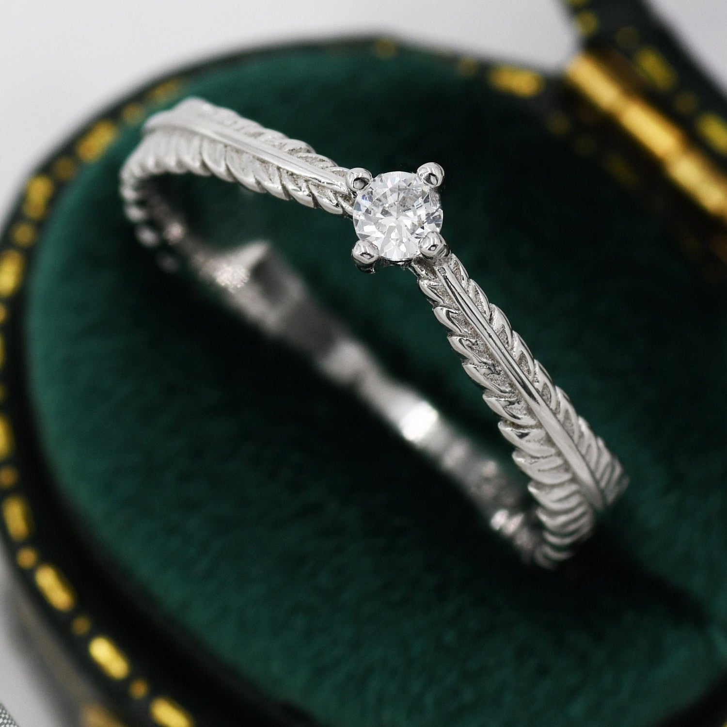 Fern Leaf CZ Eternity Ring