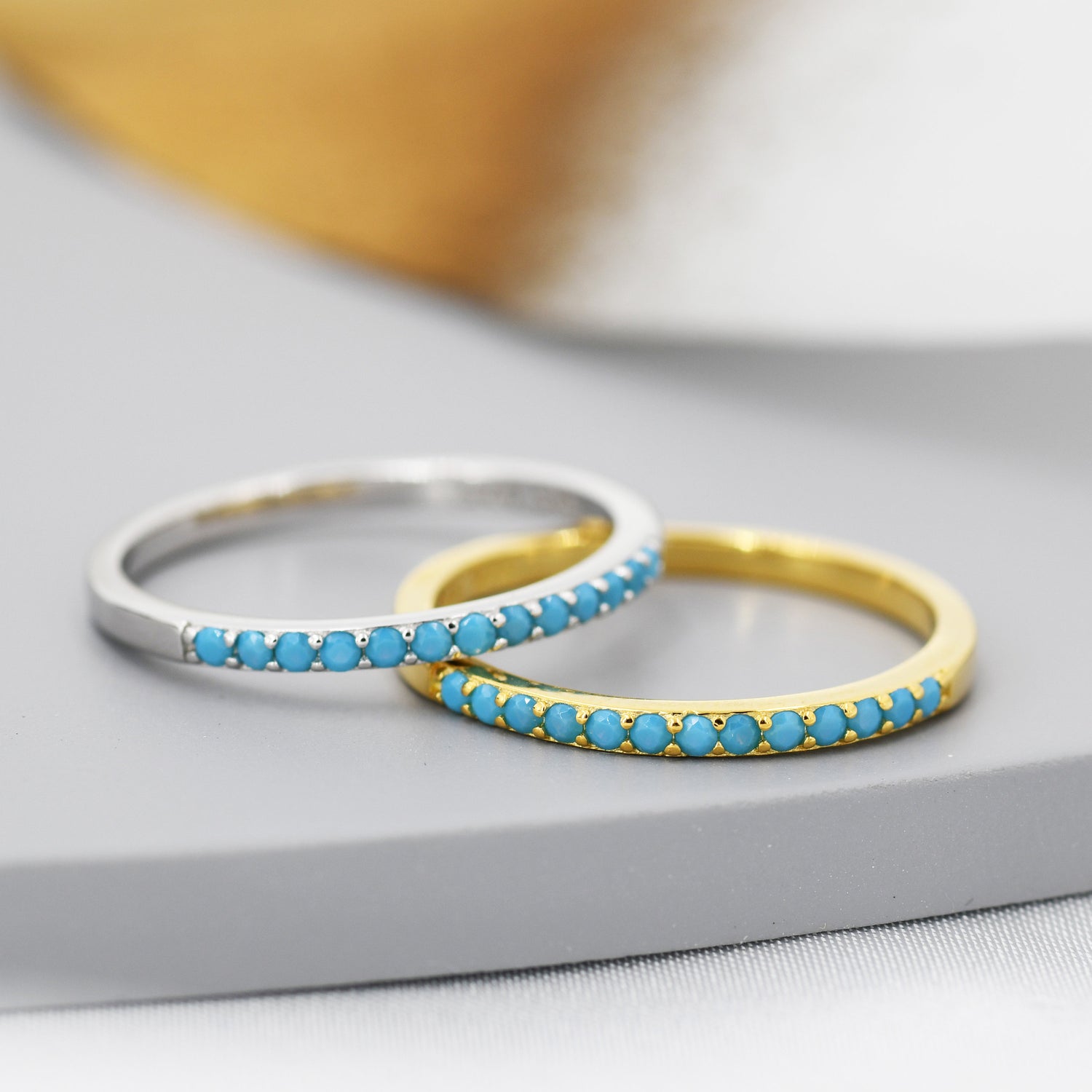 Sterling Silver Turquoise Ring, Eternity Ring, Friendship Ring, Skinny Ring, Stacking Ring, Nature Inspired Jewellery US 5 - 8