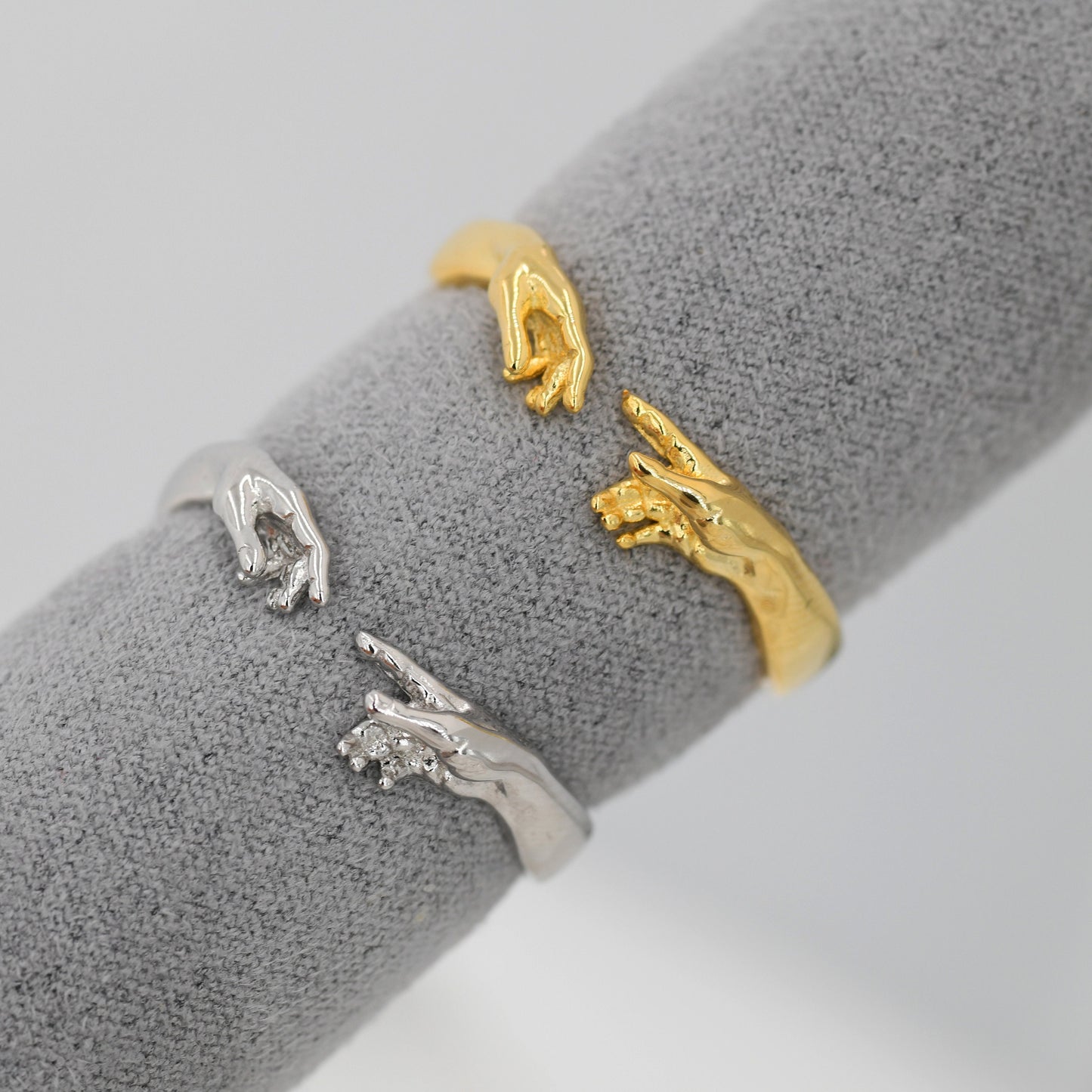 Sterling Silver Hand Ring, Adjustable Sized Ring, Creation of Adam Ring, US 5 - 9