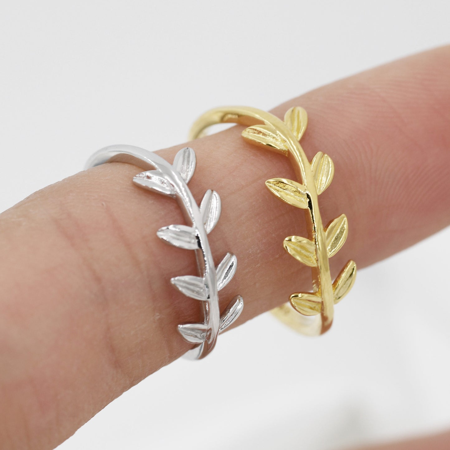 Sterling Silver Olive Leaf Ring, Dainty Leaf Ring, Olive Branch Nature Inspired Jewellery US 5 - 8