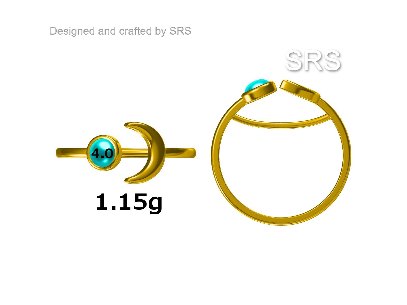 Sterling Silver Moonstone Moon Ring, Full Moon and Cresent Moon, Adjustable Sized Ring, Open Ring, Stacking Rings, Simulated Moonstone Ring