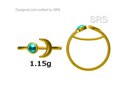 Sterling Silver Moonstone Moon Ring, Full Moon and Cresent Moon, Adjustable Sized Ring, Open Ring, Stacking Rings, Simulated Moonstone Ring