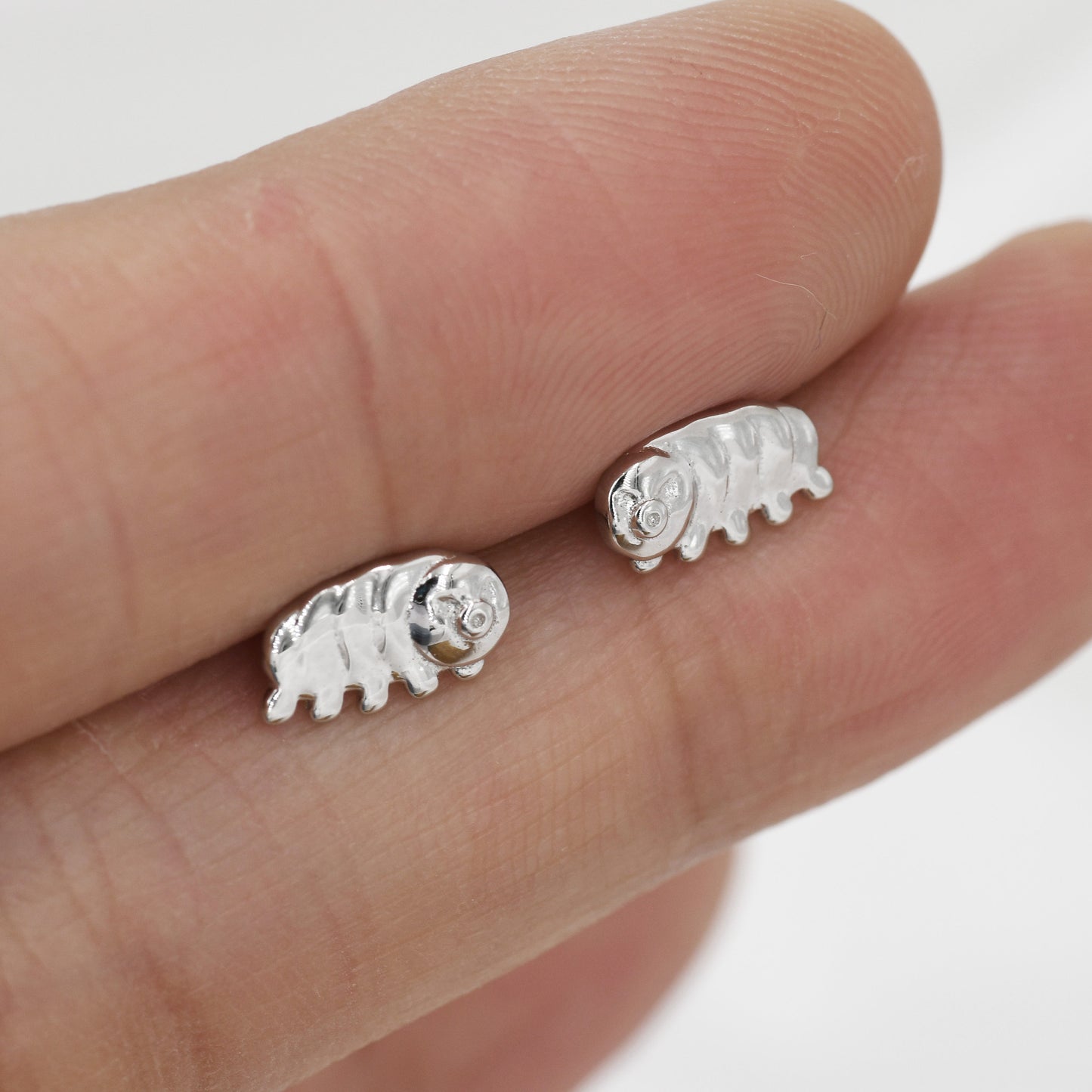 Water Bear Stud Earrings in Sterling Silver, Tardigrades Earrings, Nature Inspired Animal Earrings