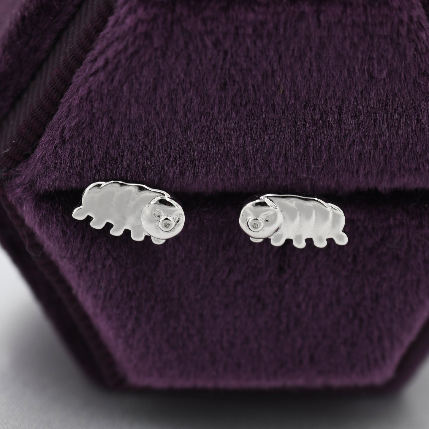 Water Bear Stud Earrings in Sterling Silver, Tardigrades Earrings, Nature Inspired Animal Earrings