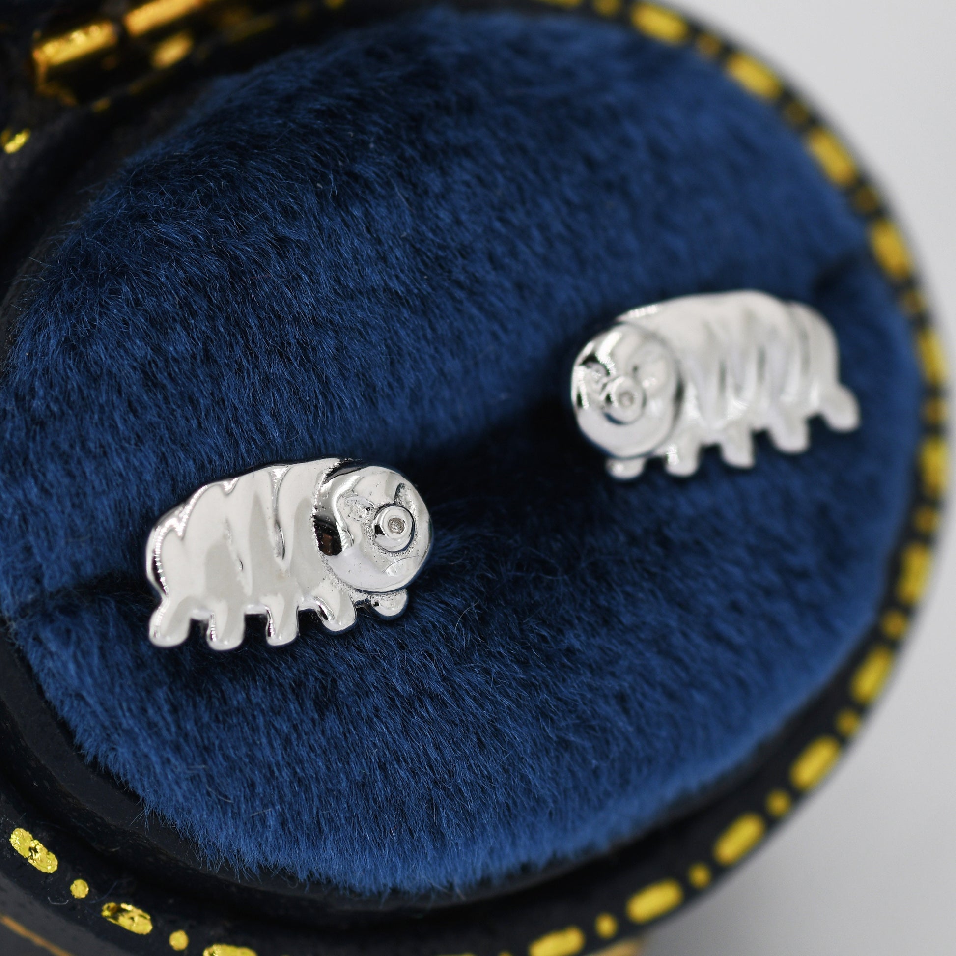 Water Bear Stud Earrings in Sterling Silver, Tardigrades Earrings, Nature Inspired Animal Earrings