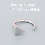 Extra Tiny Triangle Huggie Hoop Earrings in Sterling Silver, Open Hoop Pull-Through Threader Earrings, Half Hoops, Silver or Gold Finish