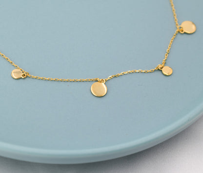 Dainty Disk Choker Necklace in Sterling Silver, Silver Disk Choker Collar Necklace, Silver or Gold