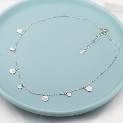 Dainty Disk Choker Necklace in Sterling Silver, Silver Disk Choker Collar Necklace, Silver or Gold