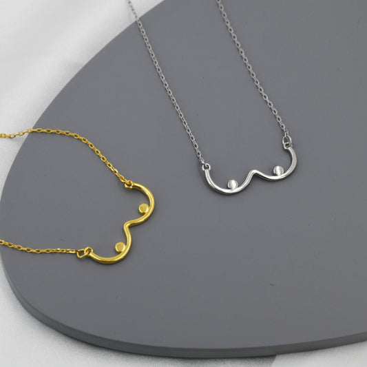 Boob Pendant Necklace in Sterling Silver, Breast Pendant, Silver or Gold, Feminist Jewellery,