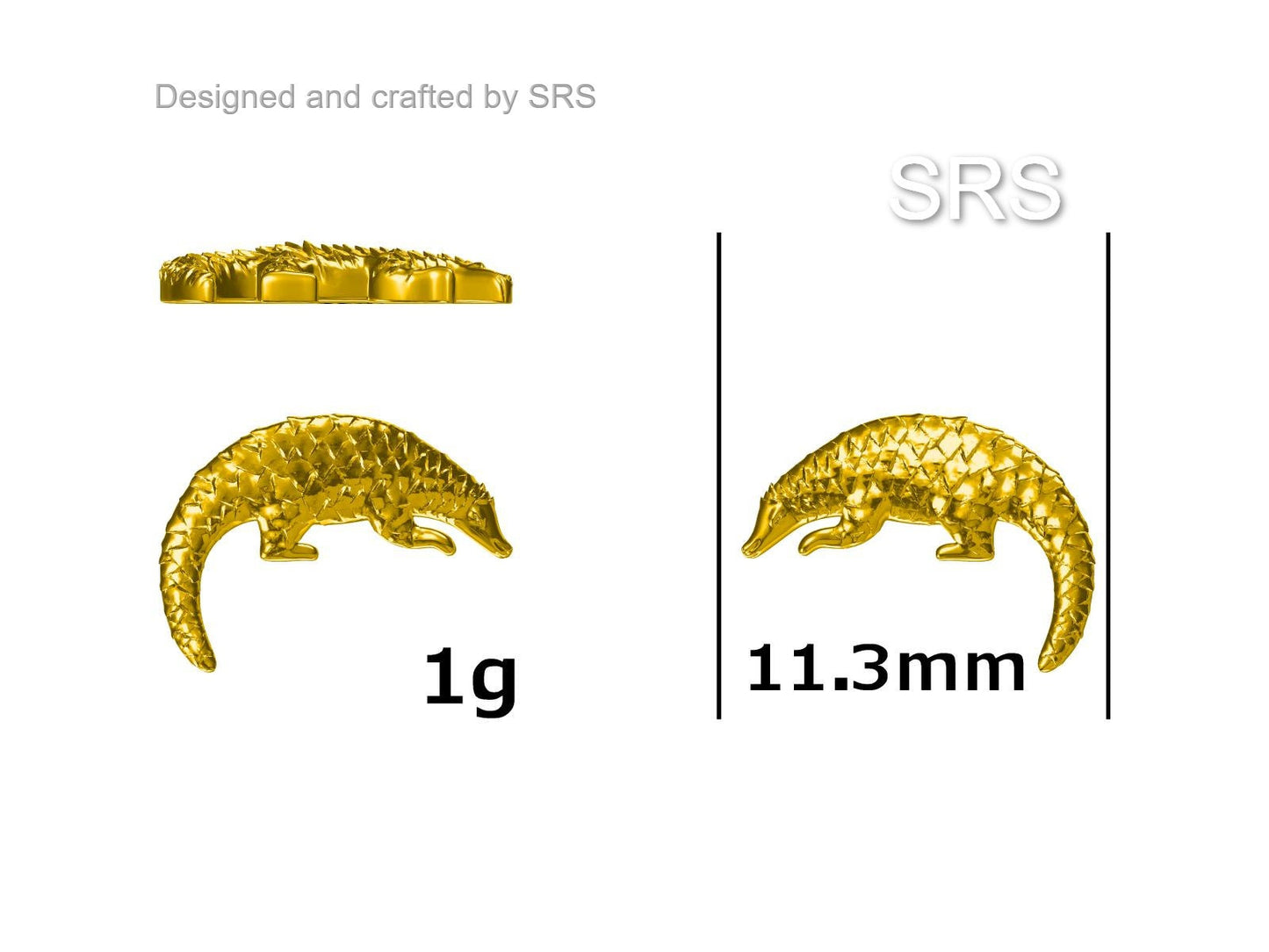 Pangolin Stud Earrings in Sterling Silver, Silver or Gold, Ant Eater Earrings, Nature Inspired Animal Earrings