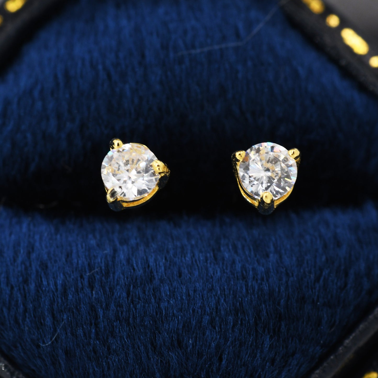 Tiny Three Prong Single CZ Stud Earrings in Sterling Silver, Silver or Gold, 3mm CZ, Diamond Stud, Classic Minimalist Design