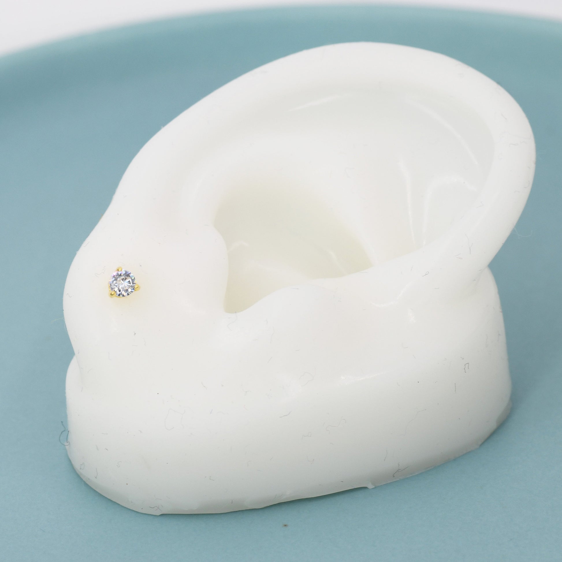 Tiny Three Prong Single CZ Stud Earrings in Sterling Silver, Silver or Gold, 3mm CZ, Diamond Stud, Classic Minimalist Design