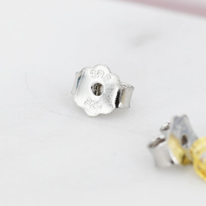 Sterling Silver Three Prong CZ Stud Earrings in Sterling Silver, Silver or Gold or Rose Gold, 3mm CZ, Diamond Stud