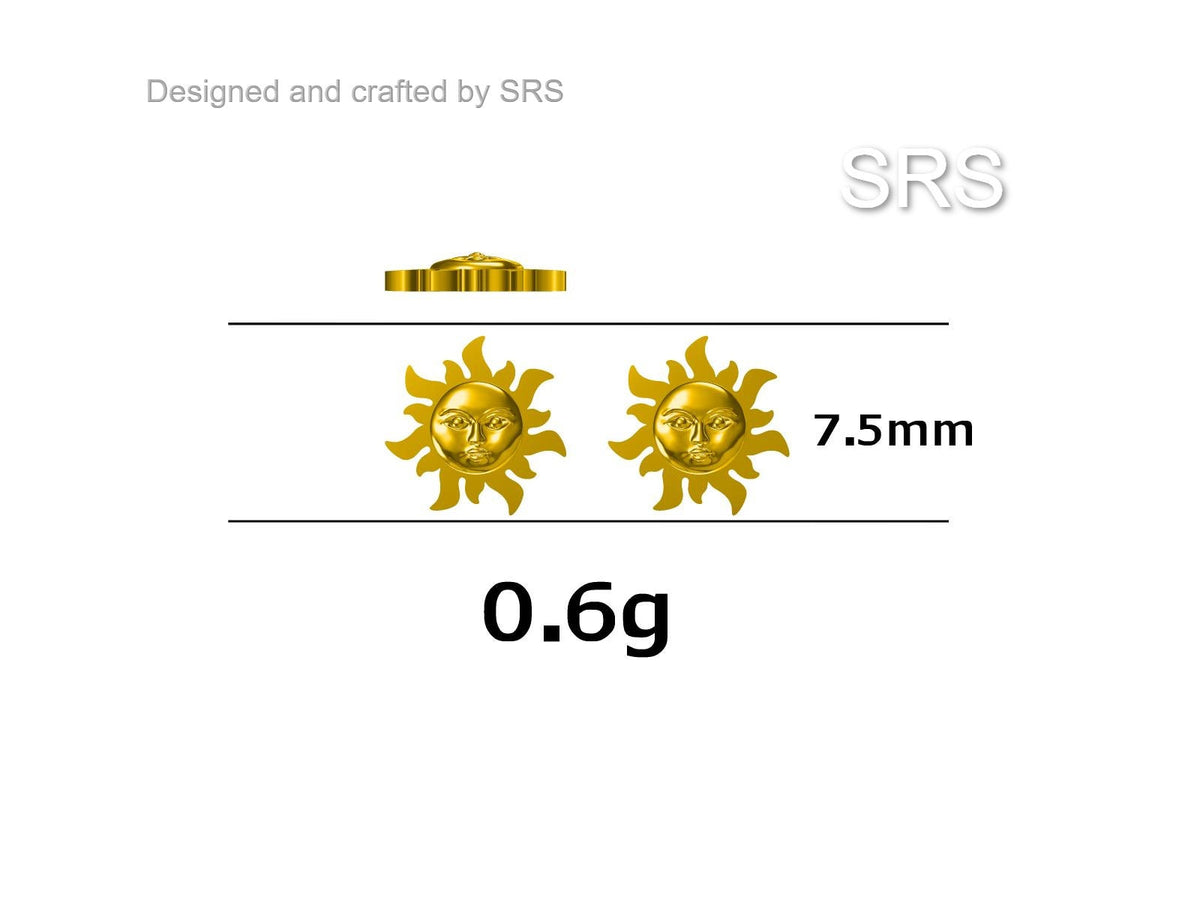Tiny Sun Stud Earrings in Sterling Silver, Silver or Gold, Sun Face Earrings, Quirky Whimsical Earrings