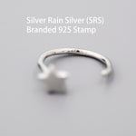 Tiny Star Huggie Hoop Earrings in Sterling Silver, Star Pull Through Earrings, Half Hoop Earrings, Open Hoop, Silver or Gold