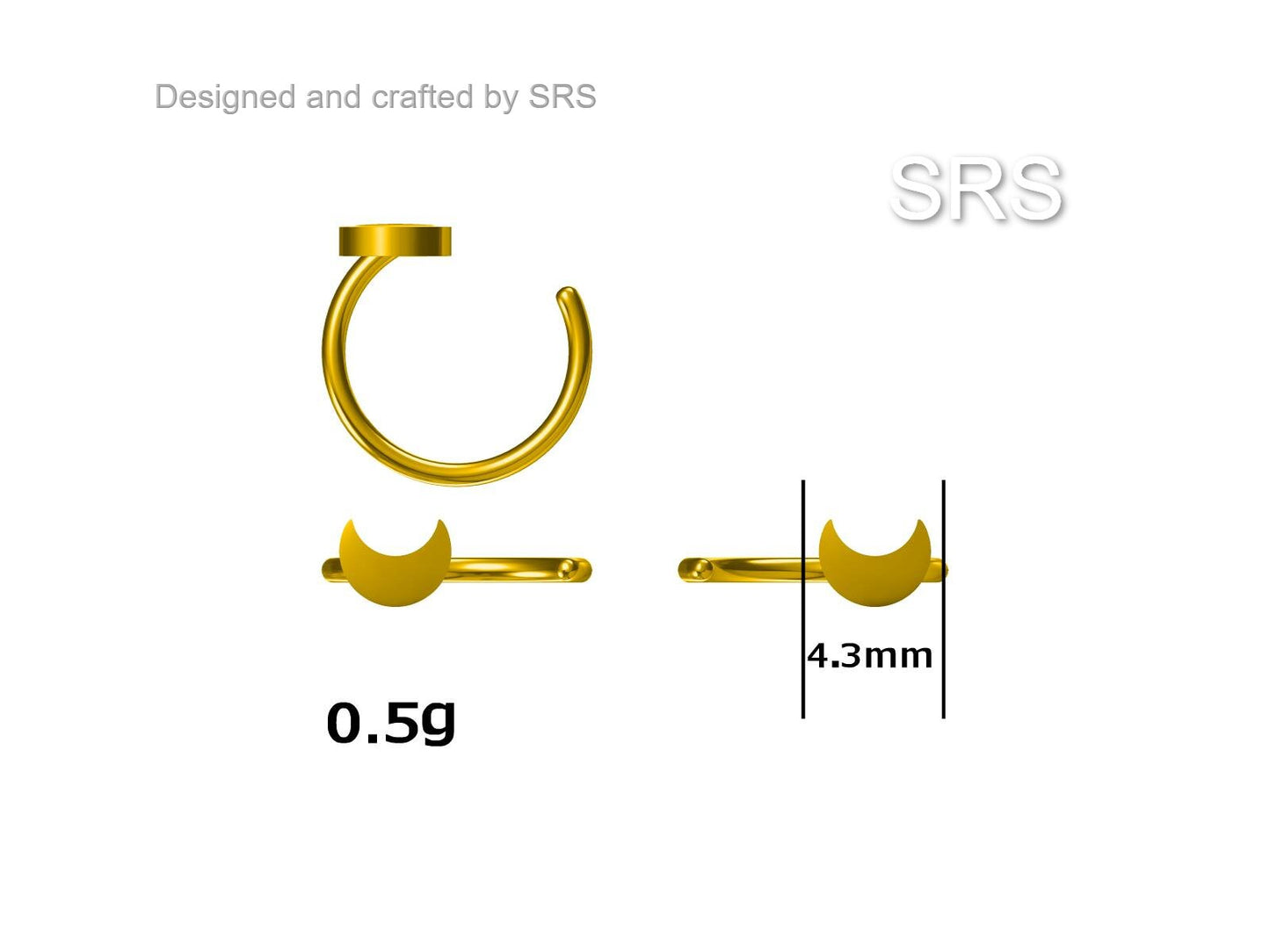 Tiny Crescent Moon Huggie Hoop Earrings in Sterling Silver, Moon Pull Through Earrings, Half Hoop Earrings, Open Hoop, Silver or Gold