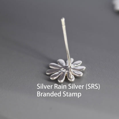 Aster Flower Stud Earrings in Sterling Silver, Daisy Earrings, Nature Inspired Floral Plant Earrings