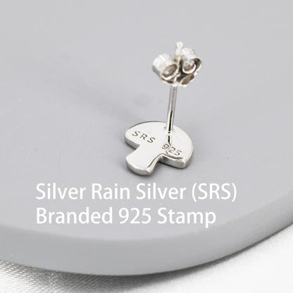 Mushroom Stud Earrings in Sterling Silver, Hand Painted Enamel, Fly Agaric, Nature Inspired Plant Earrings, Fungus Earrings