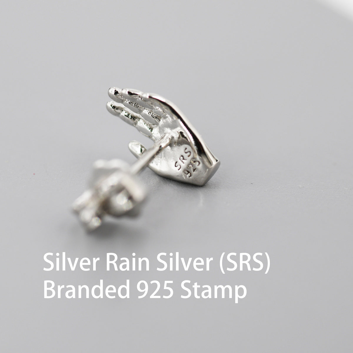Pair of Hand Stud Earrings in Sterling Silver, Silver or Gold, Fingers Earrings, Fun and Quirky Design