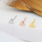 Extra Tiny Triangle Stud Earrings in Sterling Silver, Silver, Gold or Rose Gold, Geometric Minimalist Design, Stacking Earrings