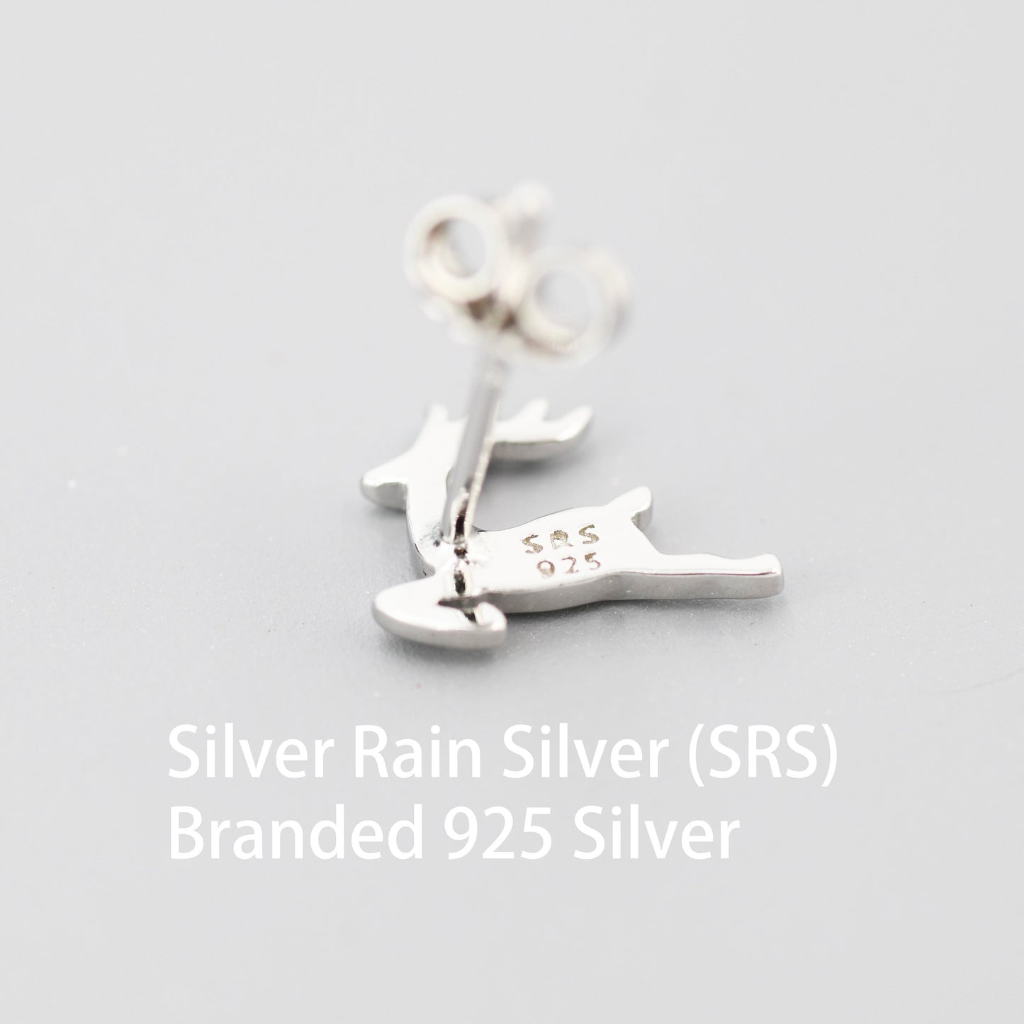 Running Reindeer Stud Earrings in Sterling Silver, Silver or Gold, Nature Inspired Animal Earrings