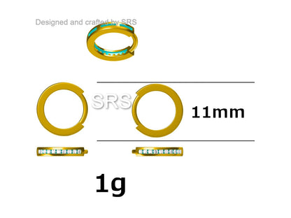 Extra Skinny Black CZ Huggie Hoop in Sterling Silver, Silver or Gold,  8mm Inner Diameter Hoop Earrings, May Birthstone