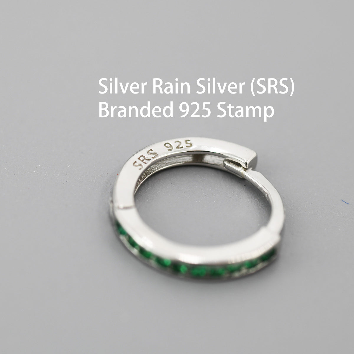 Extra Skinny Clear CZ Huggie Hoop in Sterling Silver, Silver or Gold, 8mm Inner Diameter Hoop Earrings, April Birthstone