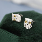 Cute Baby Owl Face Stud Earrings in Sterling Silver, Owl Bird Earrings, Nature Inspired Animal Earrings