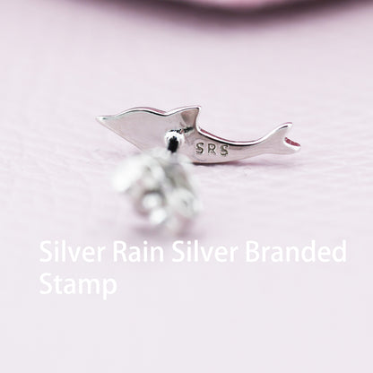 Extra Tiny Dolphin Stud Earrings in Sterling Silver, Dolphin Earrings, Nature Inspired Animal Earrings