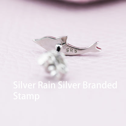 Extra Tiny Dolphin Fish Stud Earrings in Sterling Silver, Dolphin Earrings,  Nature Inspired Animal Earrings