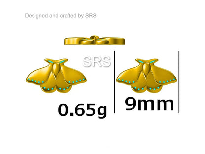 Moth Stud Earrings in Sterling Silver, Butterfly Earrings, Insect Earrings, Nature Inspired Animal Earrings