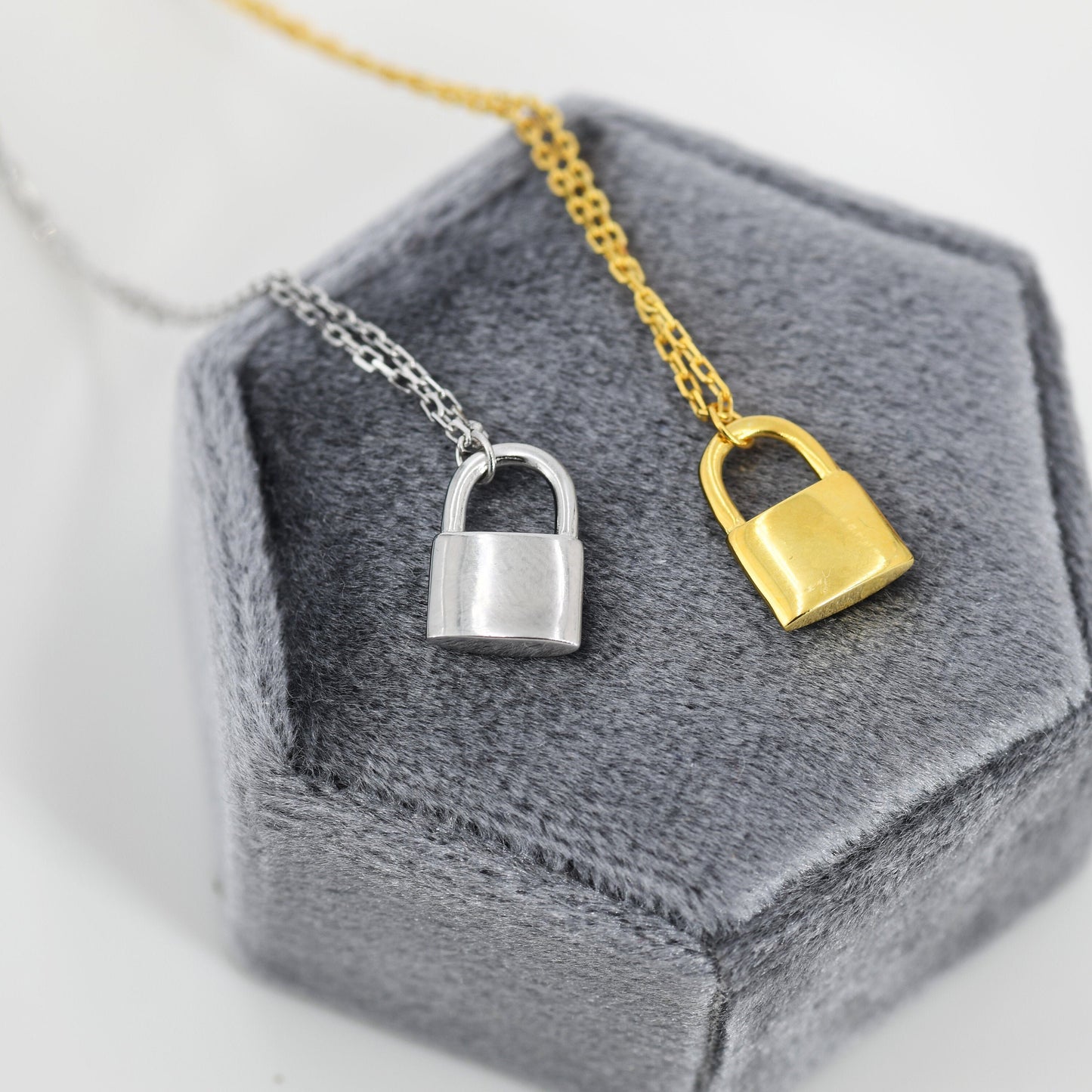 Extra Tiny Padlock Pendant Necklace in Sterling Silver, Silver or Gold, Silver Pad Lock Pendant, Lock Necklace