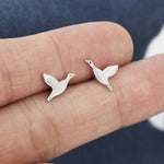 Flying Duck Stud Earrings in Sterling Silver, Flying Goose Earrings, Bird Earrings, Nature Inspired Animal Earrings