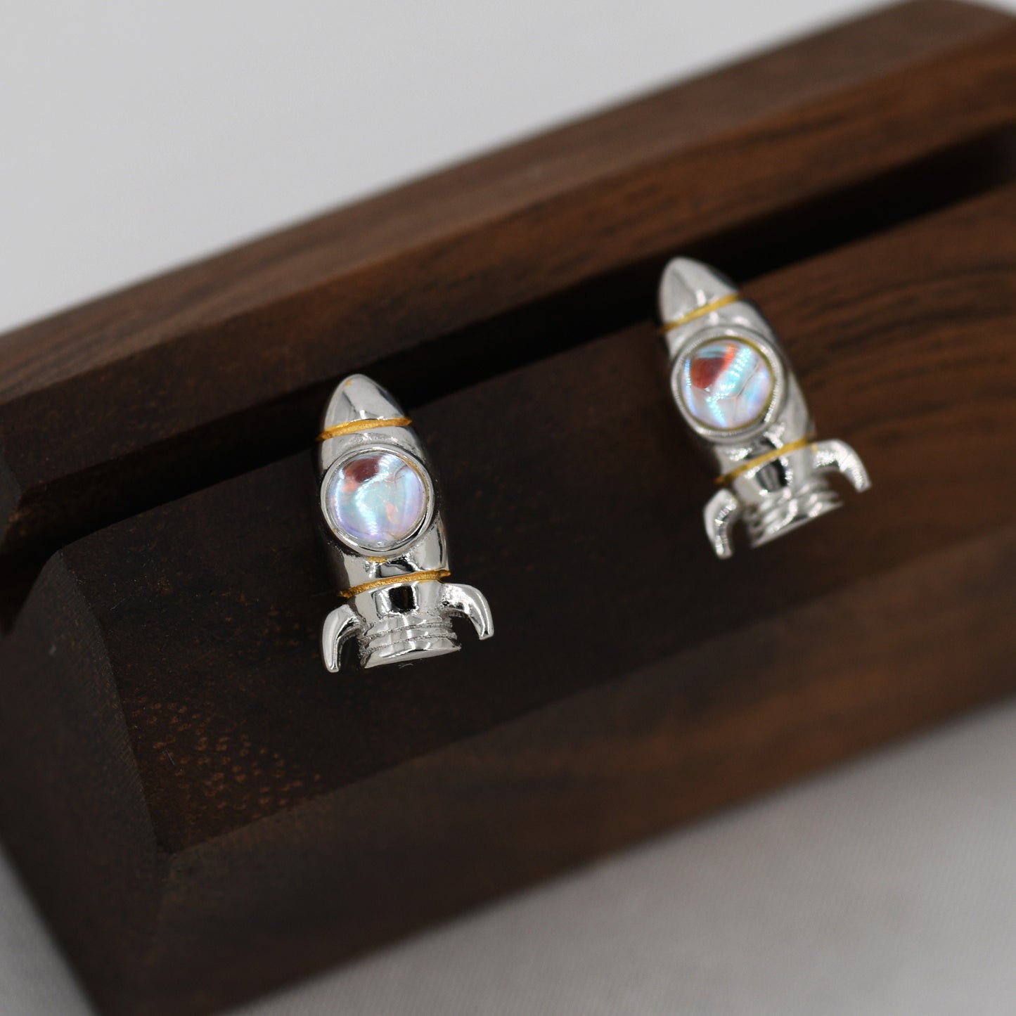 Rocket Stud Earrings in Sterling Silver, Space Rocket Earrings, Spaceship Earrings