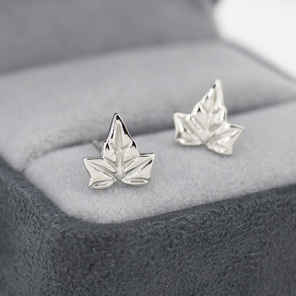 Ivy Leaf Stud Earrings in Sterling Silver, Silver, Gold or Rose Gold, Nature Inspired Leaf Earrings