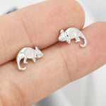 Chameleon Stud Earrings in Sterling Silver, Silver or Gold, Nature Inspired Animal Earrings, Lizard Earrings