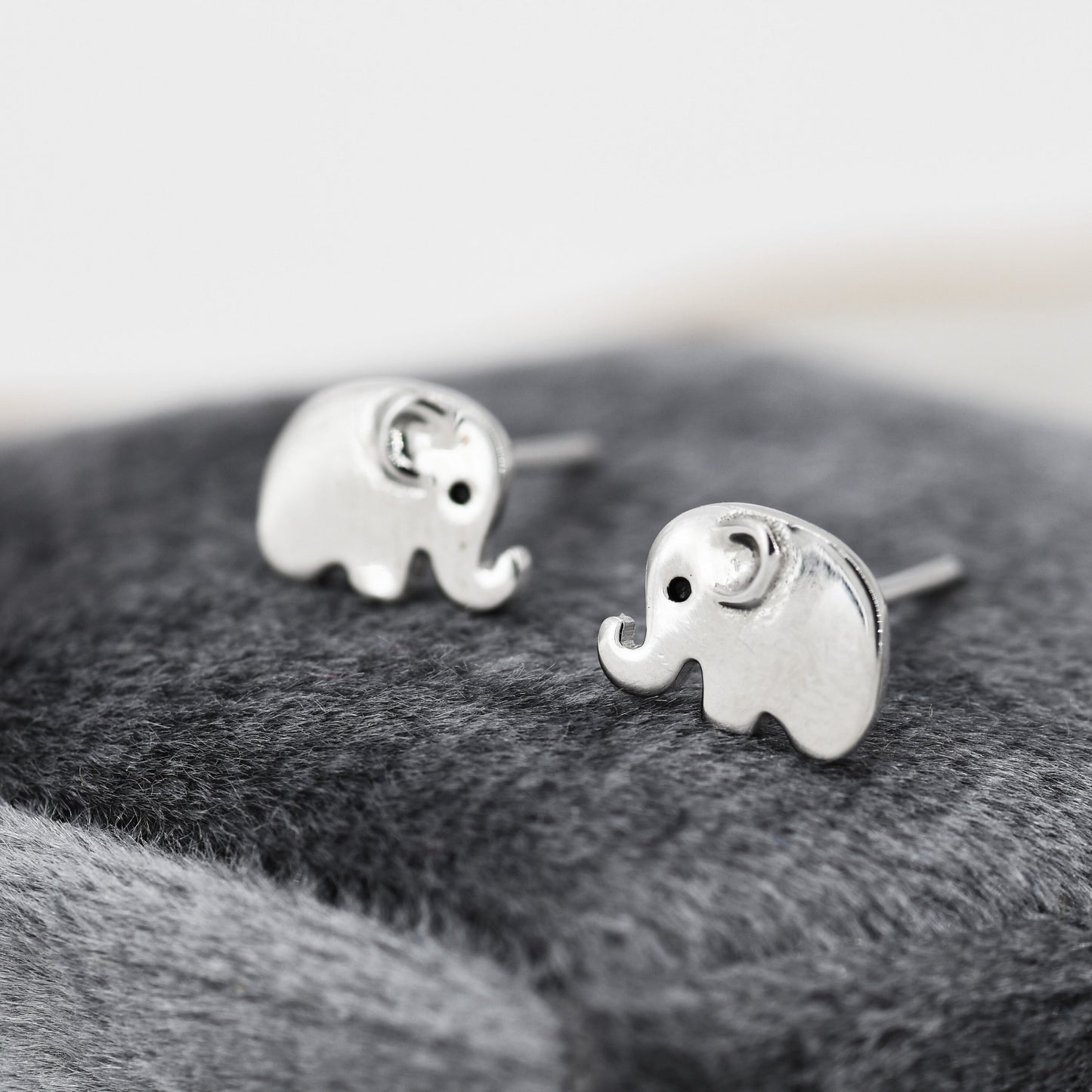 Cute Baby Elephant Stud Earrings in Sterling Silver, Tiny Elephant Earrings, Nature Inspired Animal Earrings