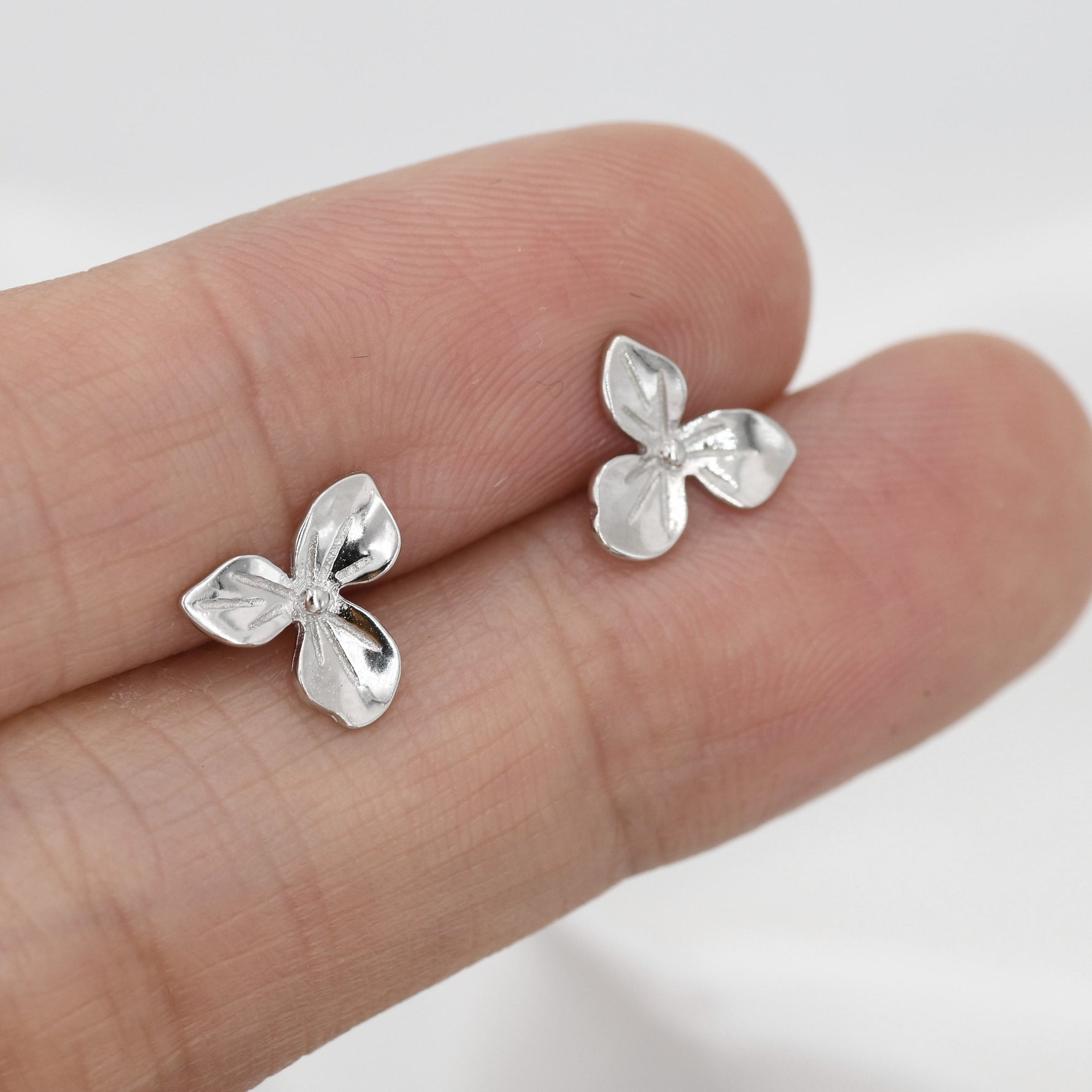 Hydrangea Flower Stud Earrings in Sterling Silver, Silver or Gold, Flower Earrings, Nature Inspired Flower Earrings