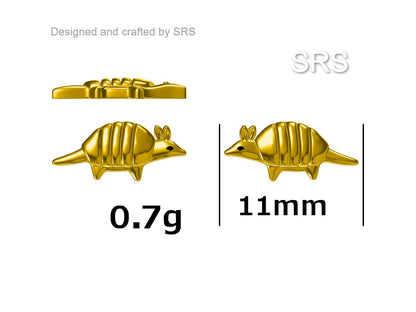 Armadillo Stud Earrings in Sterling Silver, Silver or Gold, Nature Inspired Animal Earrings