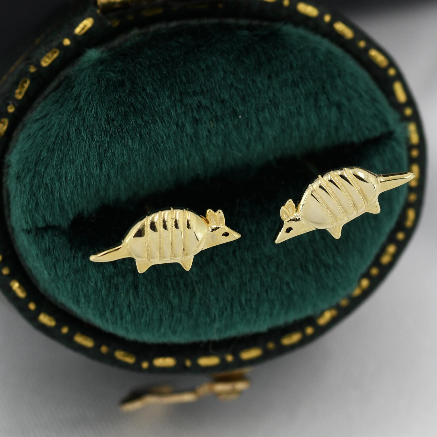 Armadillo Stud Earrings in Sterling Silver, Silver or Gold, Nature Inspired Animal Earrings