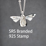 Tiny Bumble Bee Pendant Necklace in Sterling Silver, Silver or Gold, Beaded Chain, Satellite Chain, Nature Inspired Animal Jewellery