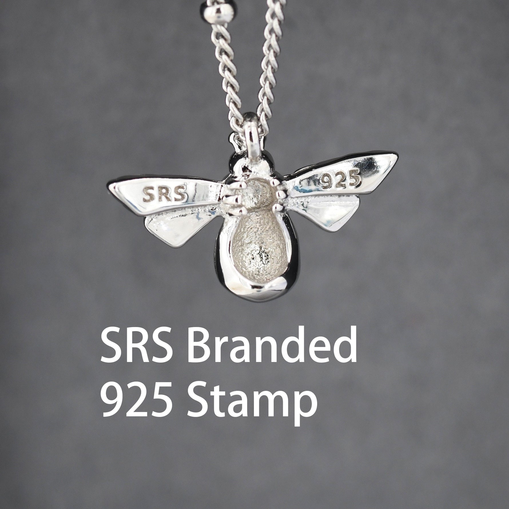 Tiny Bumble Bee Pendant Necklace in Sterling Silver, Silver or Gold, Beaded Chain, Satellite Chain, Nature Inspired Animal Jewellery