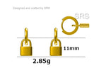 Sterling Silver Padlock Hoop Earrings, Detachable Lock Charm Dangle Hoop Earrings, Silver or Gold, Interchangeable