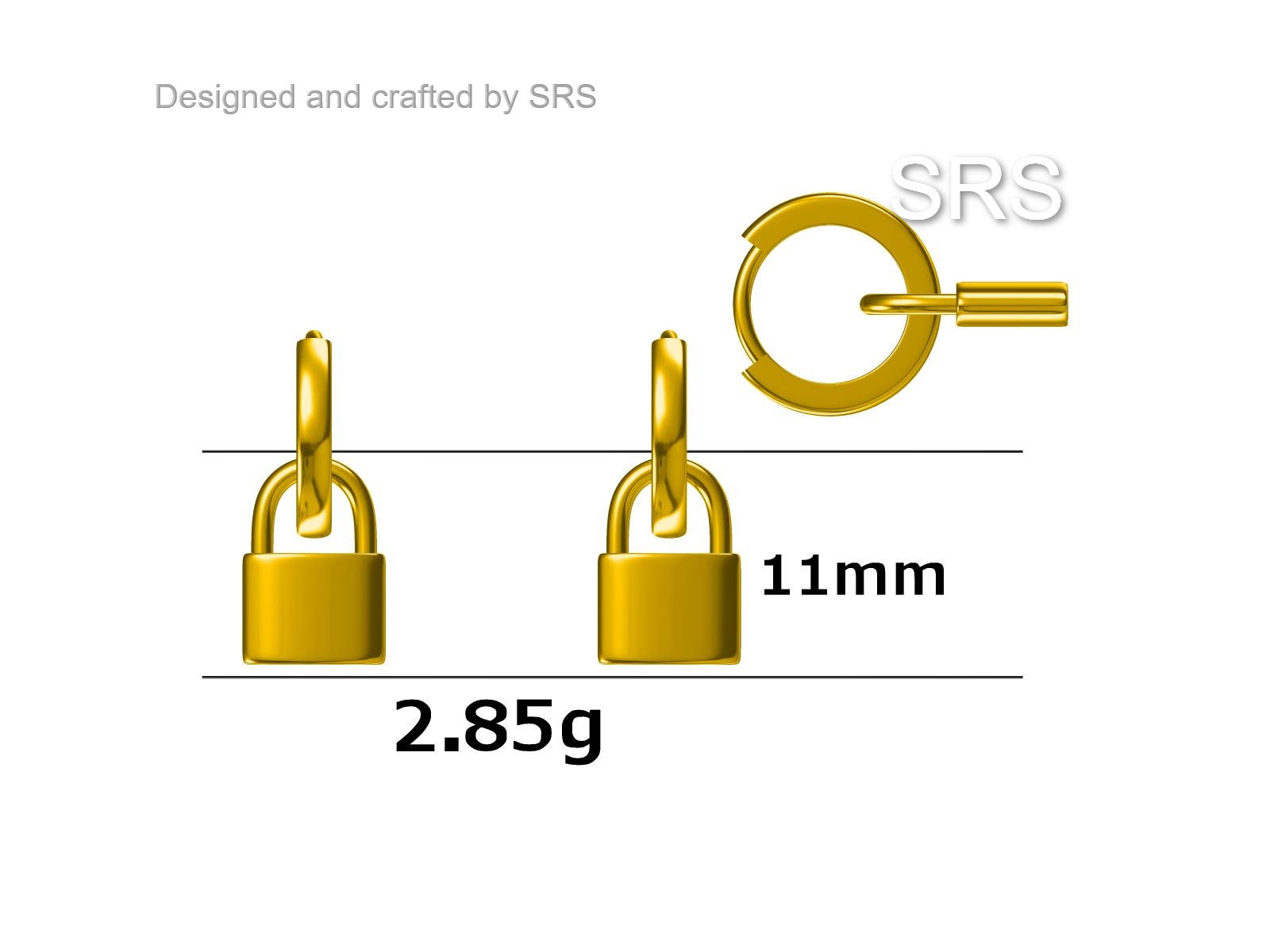 Sterling Silver Padlock Hoop Earrings, Detachable Lock Charm Dangle Hoop Earrings, Silver or Gold, Interchangeable