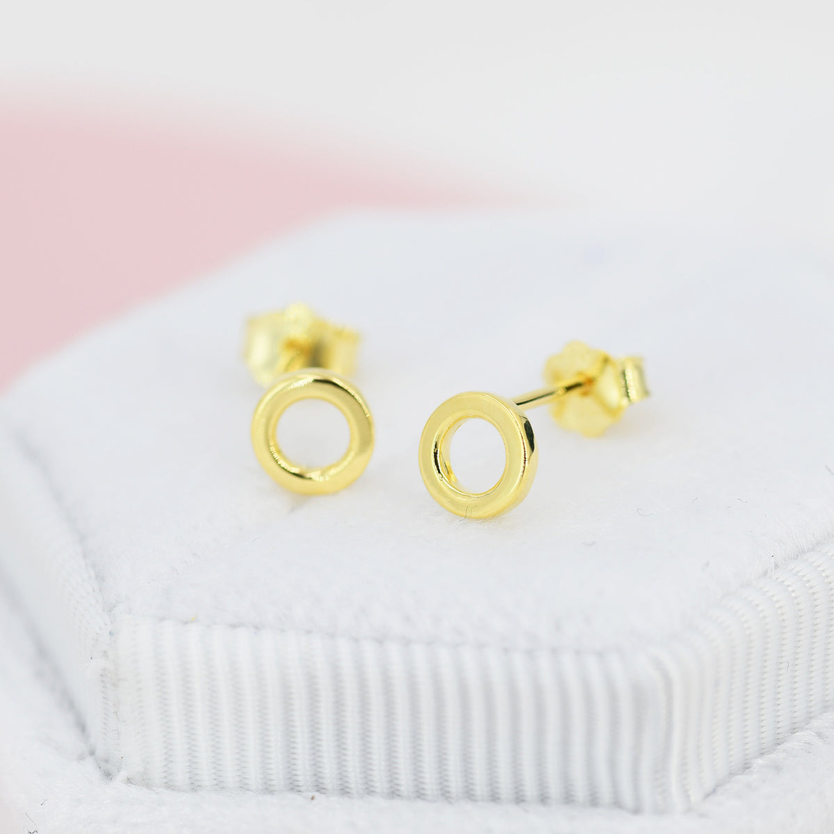 Sterling Silver Very Tiny Little Karma Circle Stud Earrings Minimalist Geometric Jewellery, Textured Finish